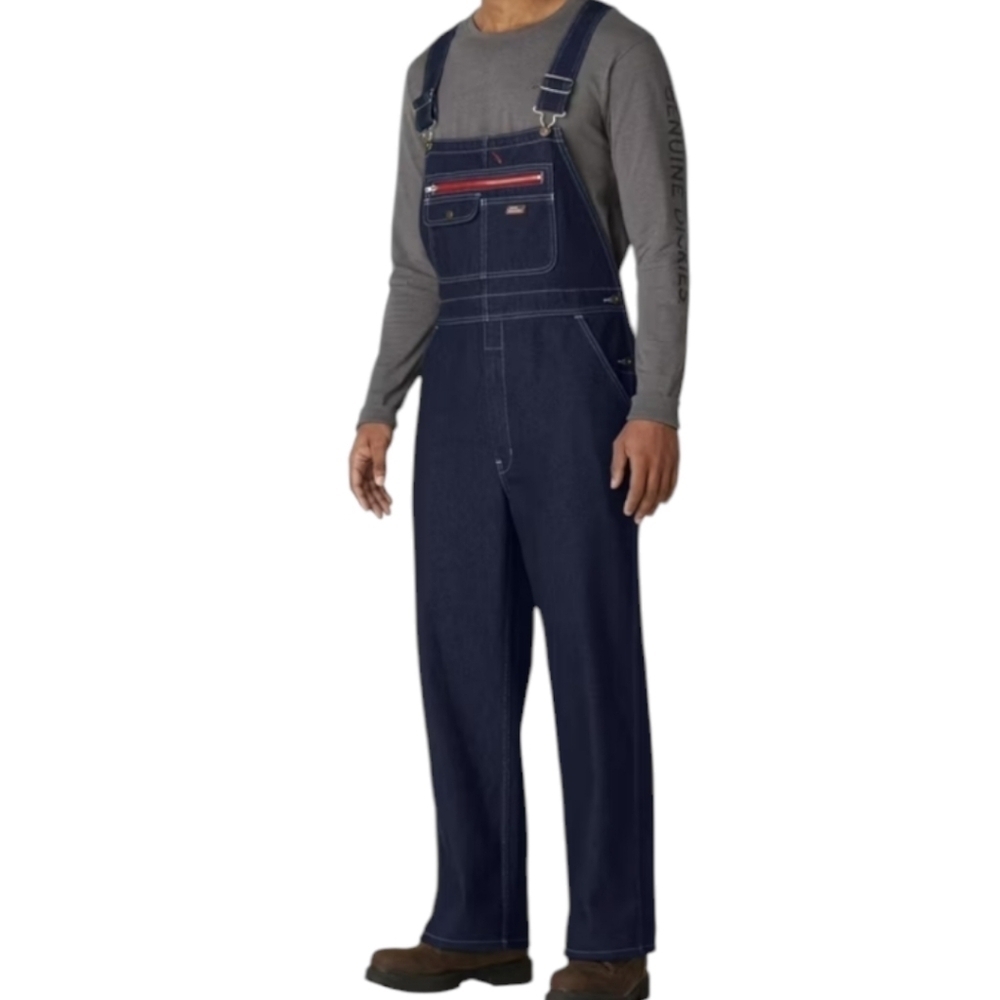 Dickies denim Blue bib overalls Relaxed Fit Front   Pockets EUC sz L - Picture 9 of 10